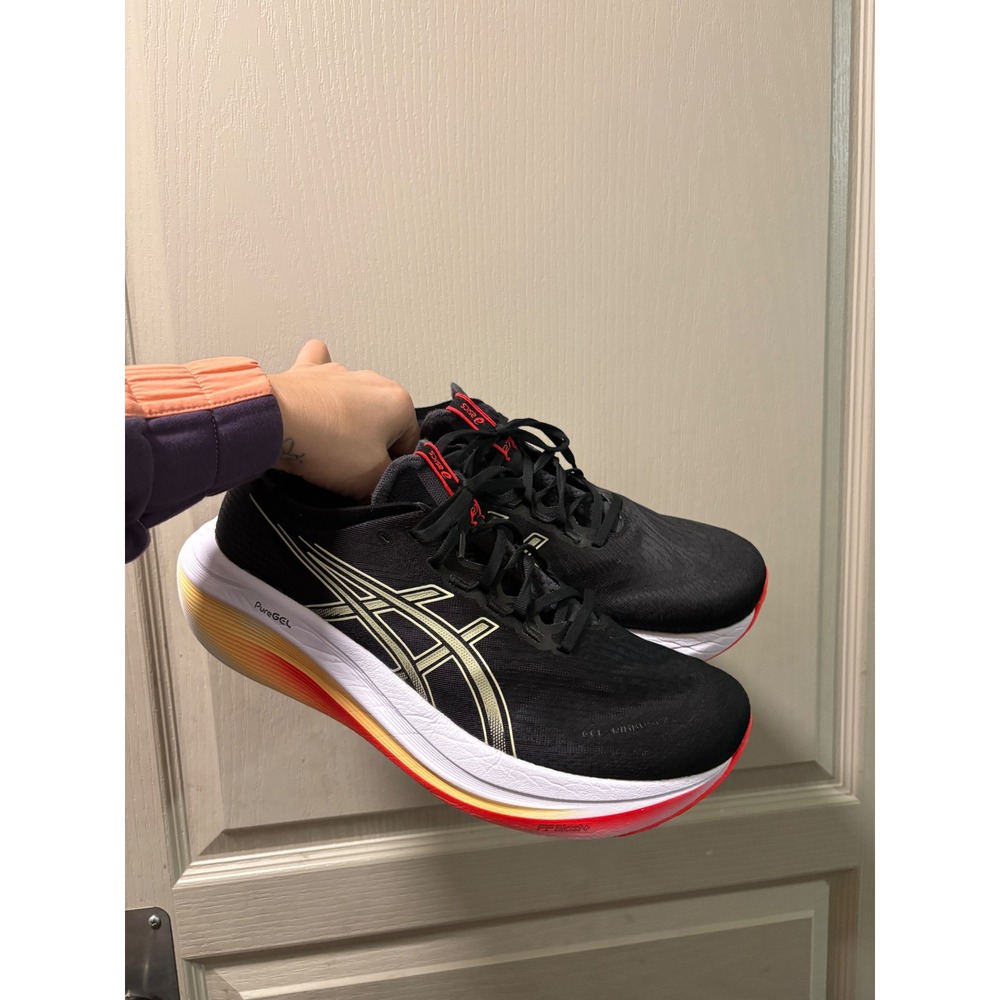 ASICS Gel-Nimbus 27 Men's Running Athletic Shoes Black Gold Orange Sneaker Sz 12